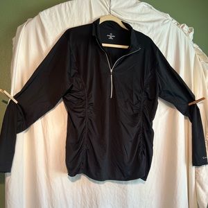 Moving Comfort Size 2X Activewear Collar Zipper Top Black